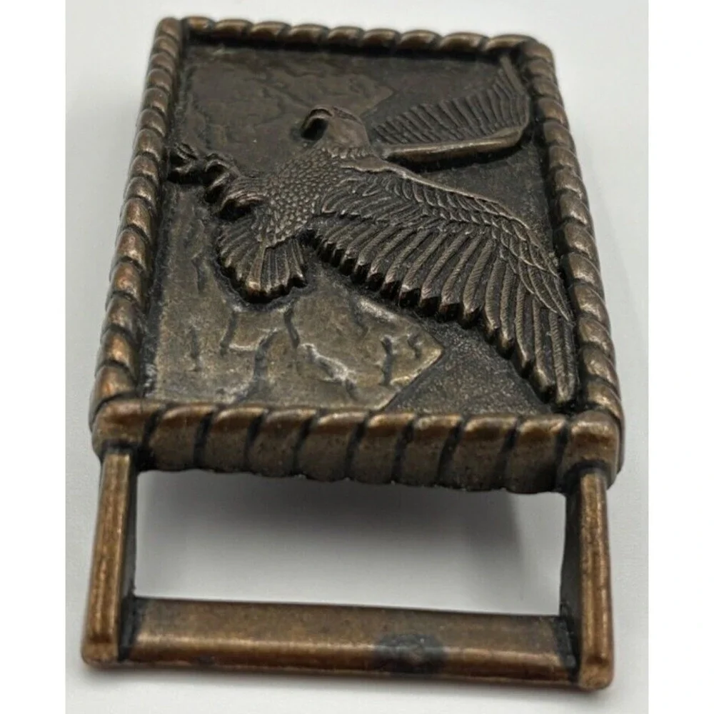 Flying American Eagle‎ & Mountains Vintage Brass Belt Buckle Patriotic USA